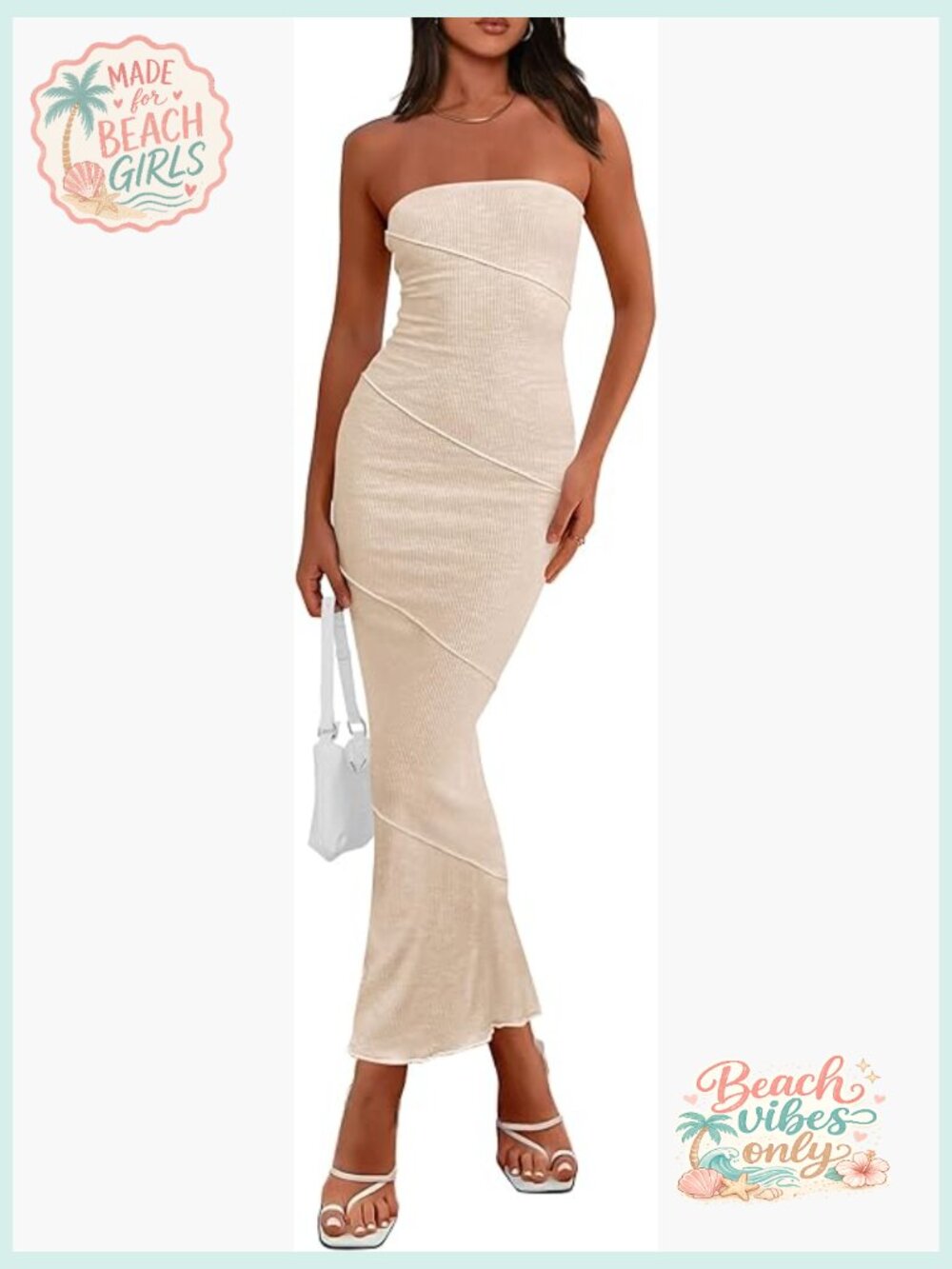 Strapless Ribbed Maxi Bodycon Dress Y2K Club Long